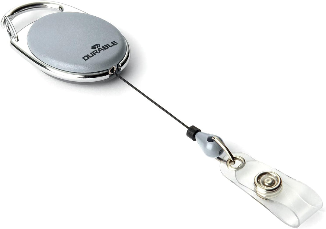 Durable Schlaufenclip Jojo Style (mit Metallclip und Druckknopfschlaufe) 10 Stück grau, 832410, grau