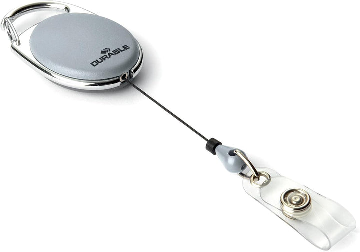 Durable Schlaufenclip Jojo Style (mit Metallclip und Druckknopfschlaufe) 10 Stück grau, 832410, grau
