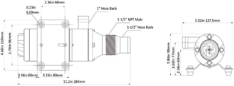 LIGHTEU DC 12V 45L/min SEAFLO Zerhackerpumpe/Fäkalienpumpe für Marine,Boote,Yacht,Wohnwagen, Camping