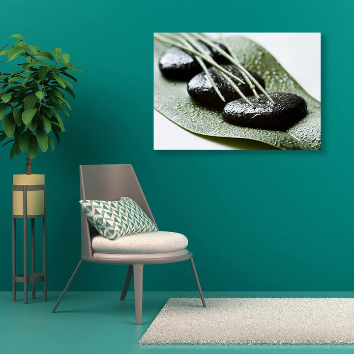 Feeby Vlies Leinwandbild XXL Spa Zen Steine Bambus 120x80 cm Wandbild Kunst Bilder Schlafzimmer Deko