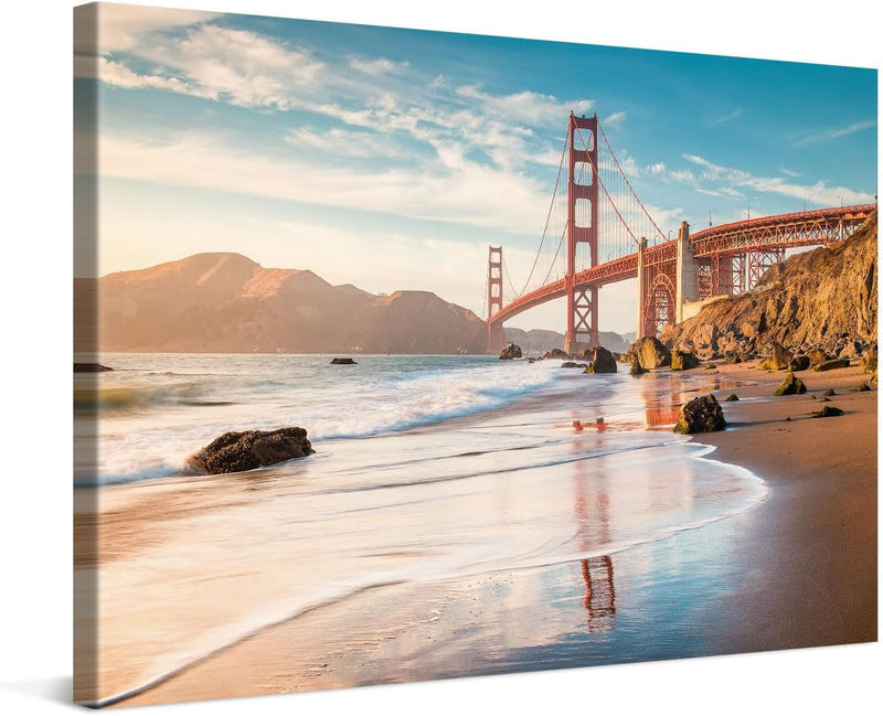 PICANOVA – Leinwandbild 60x40cm Golden Gate Bridge San Francisco – Leinwanddruck – Wandbild Kunstdru