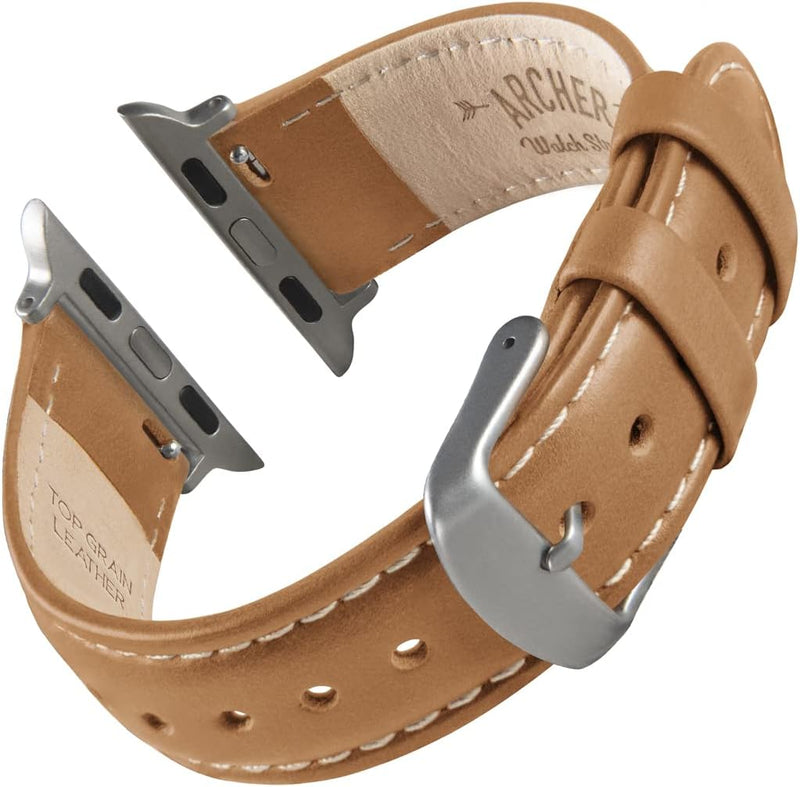Archer Watch Straps - Uhrenarmbänder aus Hochwertigem Genarbtem Leder für Apple Watch Camel Tan/Natu