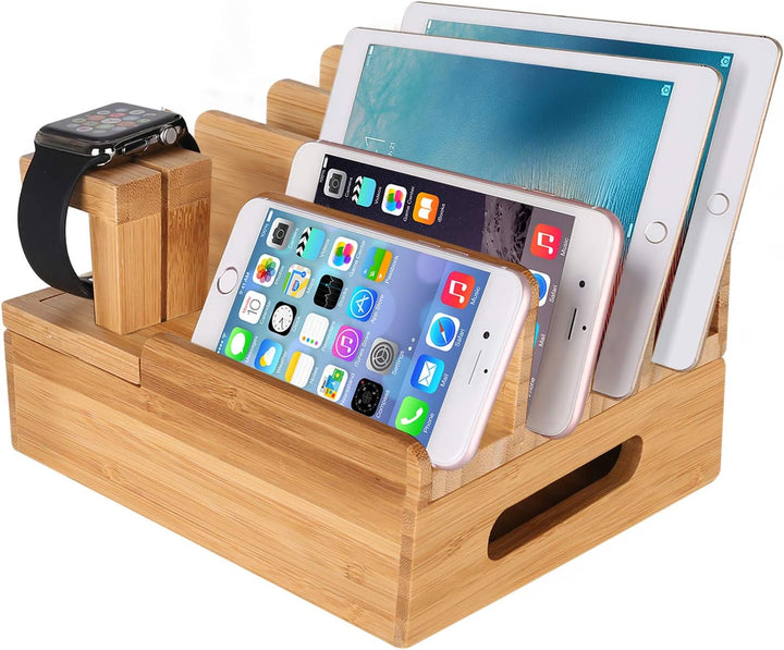 Bambus Holz Multi-Gerät Desktop Ladestation Halterung Ladegerät Halter Wiege Ständer compatible with