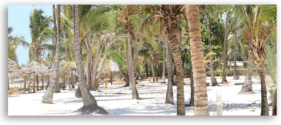 Wandbild Palmen Modern Deko Kunst Bilder Sansibar Beige 120x40 cm Deko paneel 120x40 cm Beige_A, Dek