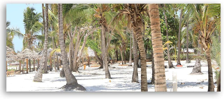 Wandbild Palmen Modern Deko Kunst Bilder Sansibar Beige 120x40 cm Deko paneel 120x40 cm Beige_A, Dek