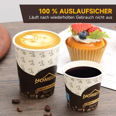 HOMELUX Kaffeebecher Coffee Kaffee To Go Becher 100 ml 4 oz 1000 Stk., Kleine Espresso Pappbecher Ka