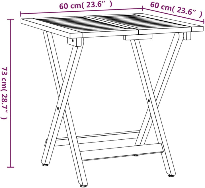 Yolola Gartenmöbel Set Klappbar inkl. 2 Sitzkissen, Balkonmöbel Set 3 teilig Massivholz, Balkontisch