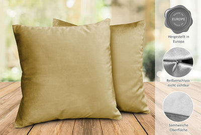 BEAUTEX Lea Samt Kissenhüllen 2er Set, Premium Kissenbezug, Sofa- und Dekokissen, Grösse und Farbe w