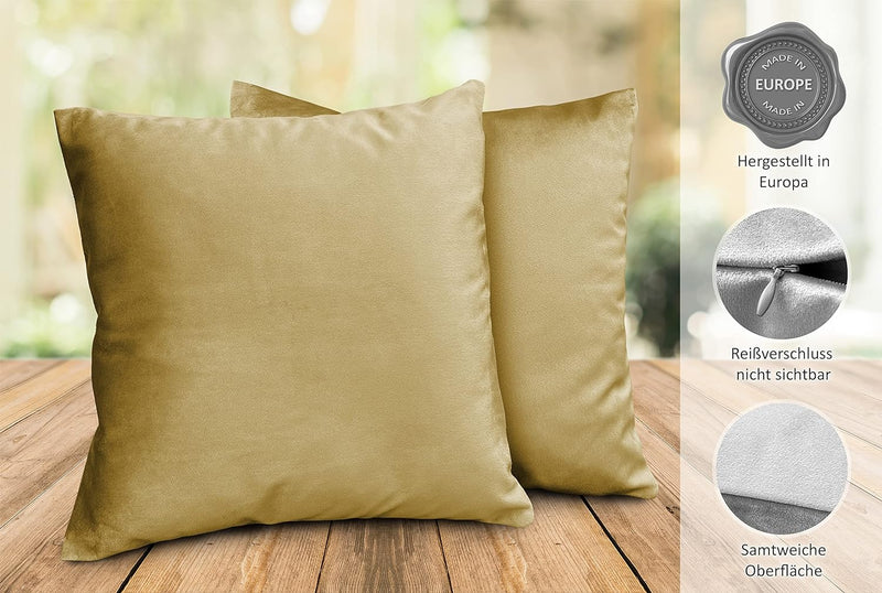 BEAUTEX Lea Samt Kissenhüllen 2er Set, Premium Kissenbezug, Sofa- und Dekokissen, Grösse und Farbe w