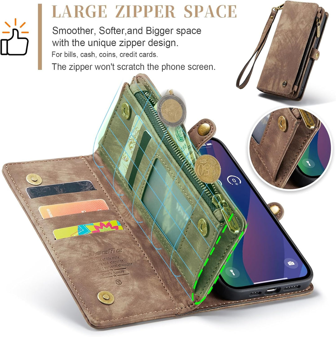 UFinetech für iPhone 15 Hülle, Flip Leder TPU Stossfest Kartenfach Tasche Handyhülle für iPhone 15,