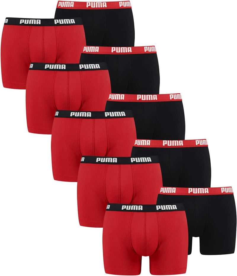 PUMA Herren Boxershorts Unterhosen 100004386 10er Pack, Wäschegrösse:L, Artikel:-786 red/Black