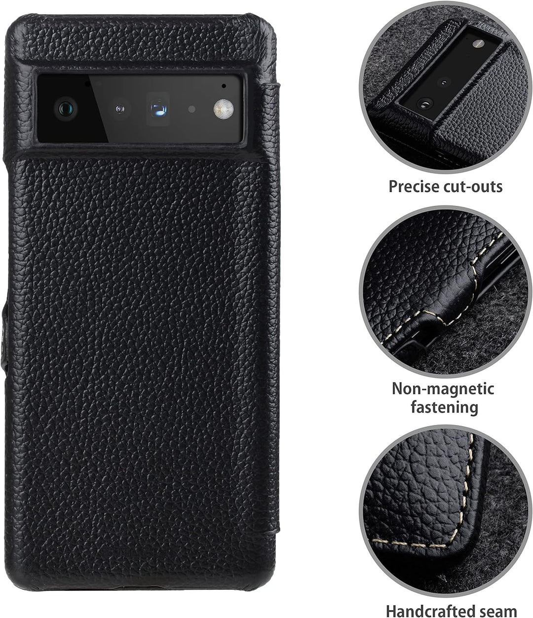 STILGUT Book Case kompatibel mit Google Pixel 6 Pro Hülle aus Leder mit Clip-Verschluss, Lederhülle,