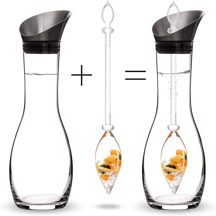 VitaJuwel HAPPINESS Edelsteinwasserset für Zuhause (Karaffe Era & Phiole) mit Jade, Orangencalzit, K