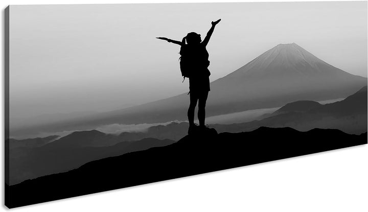 verspürende Freiheit über den Bergen Panorama 80x40 cm Effekt: Schwarz/Weiss als Leinwandbild, Motiv