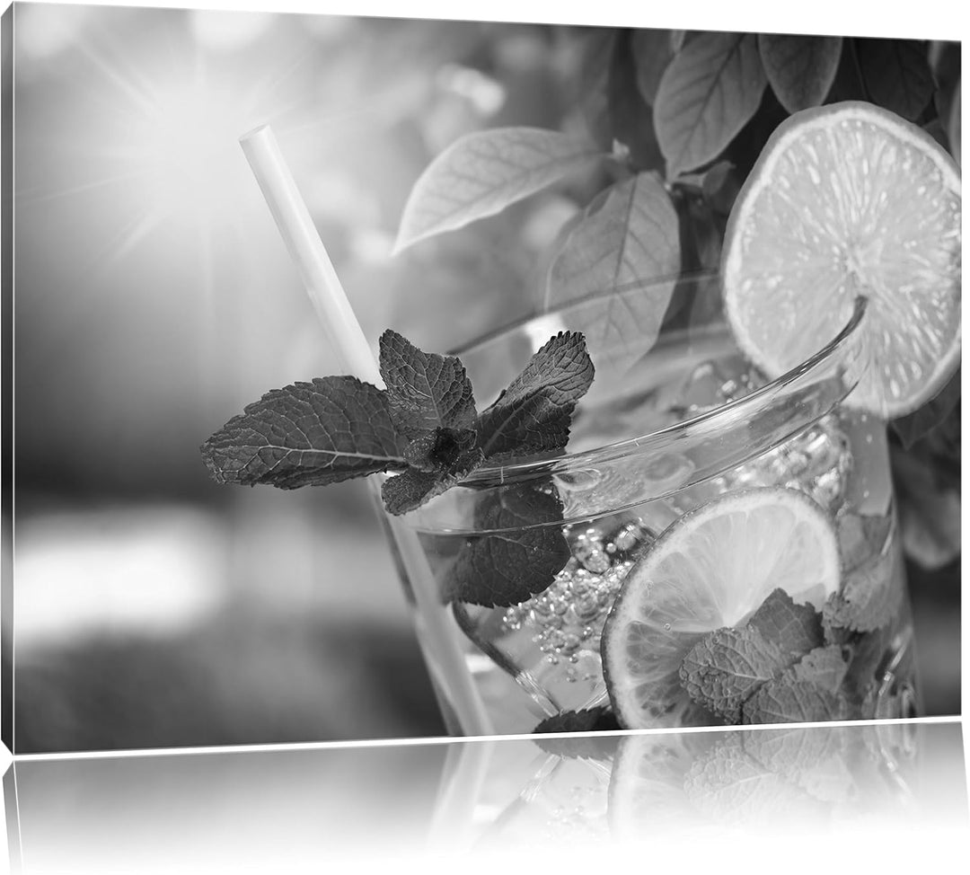 Pixxprint Mojito Cocktail als Leinwandbild/Grösse: 100x70 / Wandbild/Kunstdruck/fertig bespannt, 100