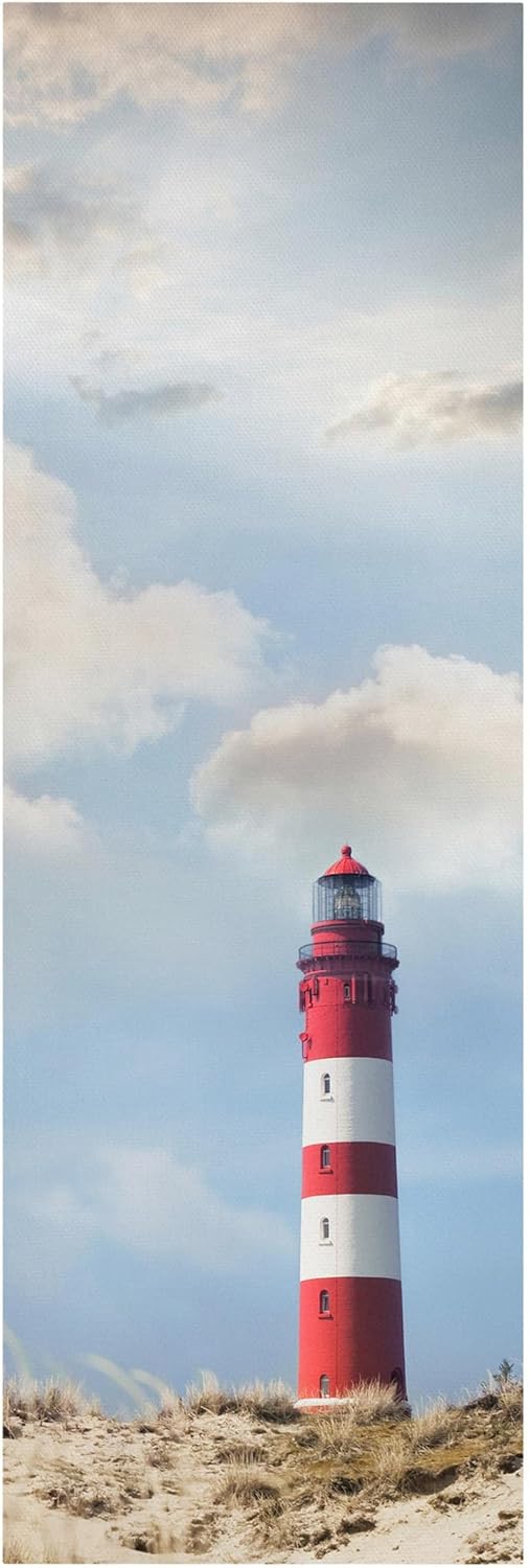 Bilderwelten Leinwandbild - Leuchtturm in den Dünen - Panorama Hoch, 90cm x 30cm, 90cm x 30cm