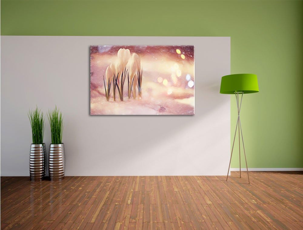 Pixxprint Schneeglöckchen im Frühjahr als Leinwandbild/Grösse: 100x70 / Wandbild/Kunstdruck/fertig b