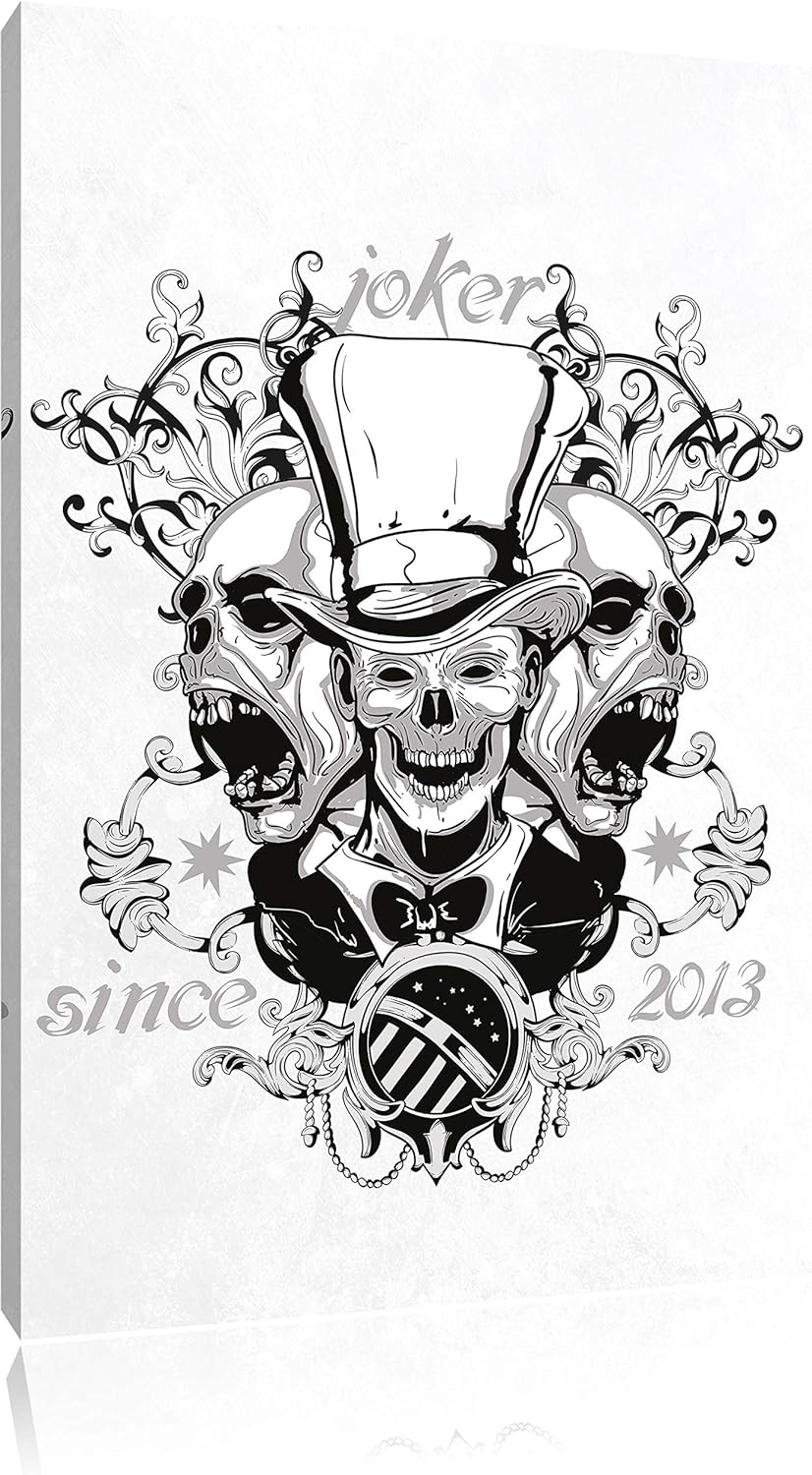 Joker white Leinwandbild Bild auf Leinwand, XXL riesige Bilder fertig gerahmt mit Keilrahmen, Kunstd