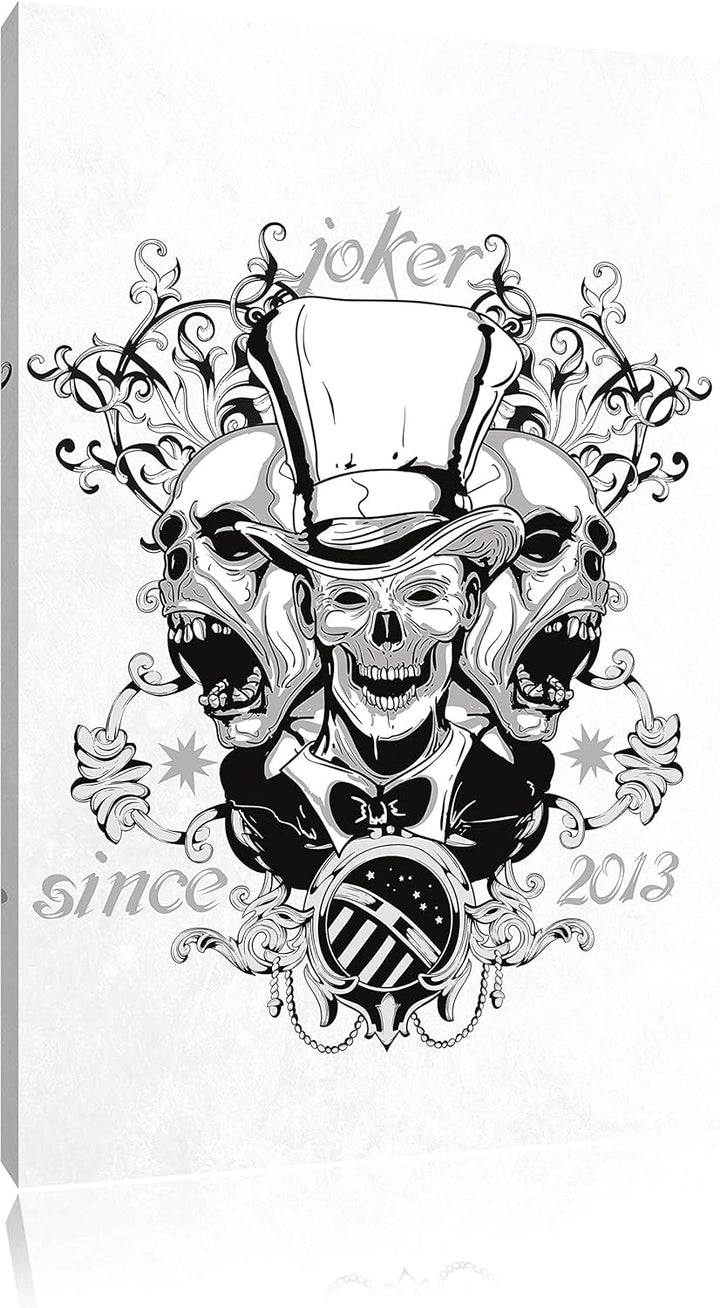 Joker white Leinwandbild Bild auf Leinwand, XXL riesige Bilder fertig gerahmt mit Keilrahmen, Kunstd