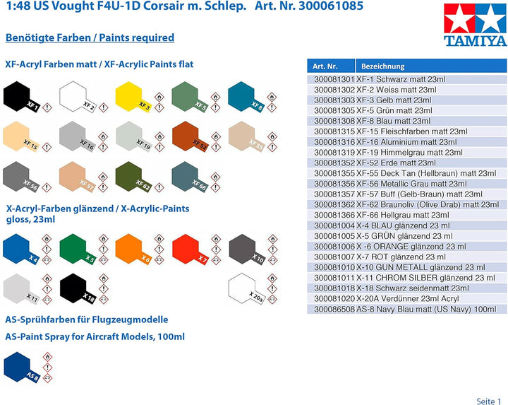 Tamiya 300061085 - 1:48 Vought F4U-1D Corsair