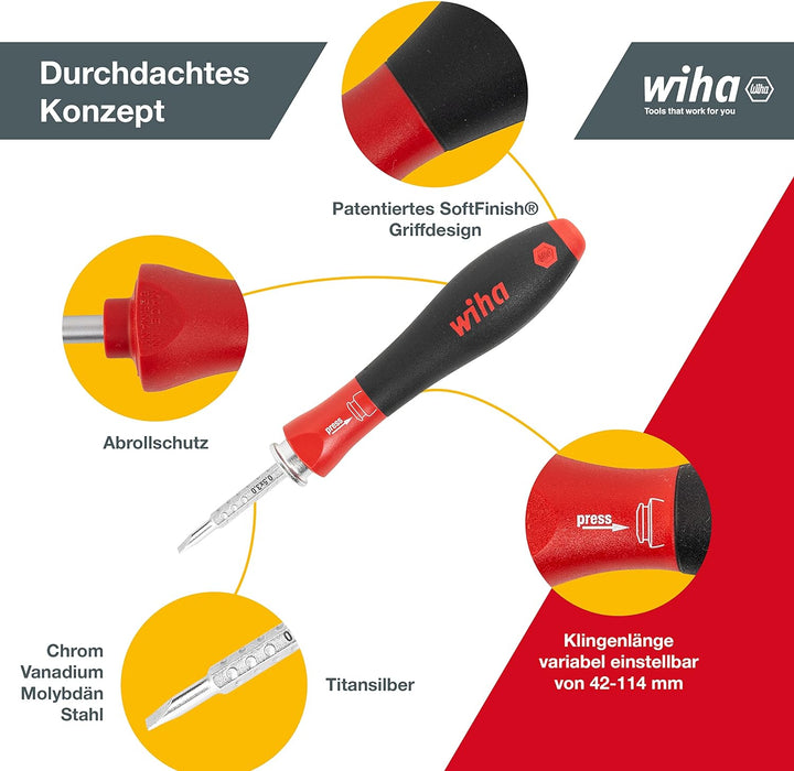 Schraubendreher mit Wechselklingen Set SYSTEM 4 Schlitz/Philips/Sechskant 12-tlg. inkl. Rolltasche (