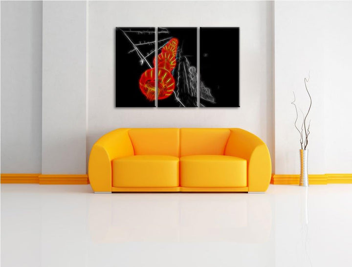 Dark klassische chinesische Lampions schwarz/weiss Spezial 3-Teiler Leinwandbild 120x80 Bild auf Lei