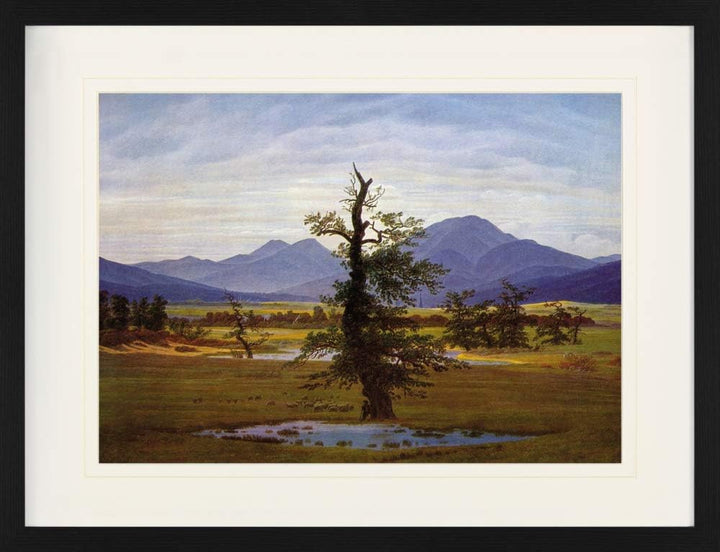 1art1 Caspar David Friedrich Poster Der Einsame Baum, 1822 Gerahmtes Bild Mit Edlem Passepartout | W