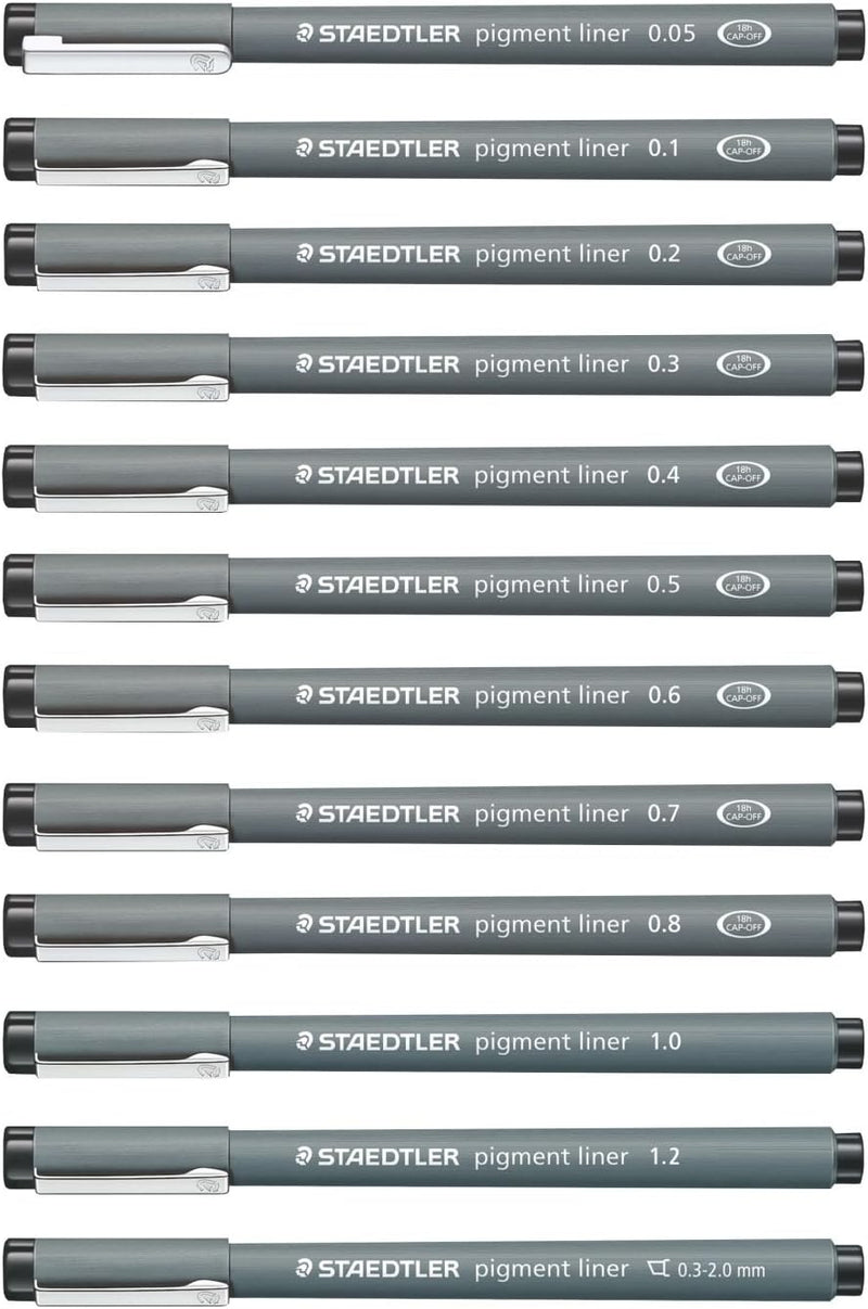 Staedtler 308 AMZ 02 - Pigment Liner-Paket, Grundausstattung für Zentangel, 12 teilig