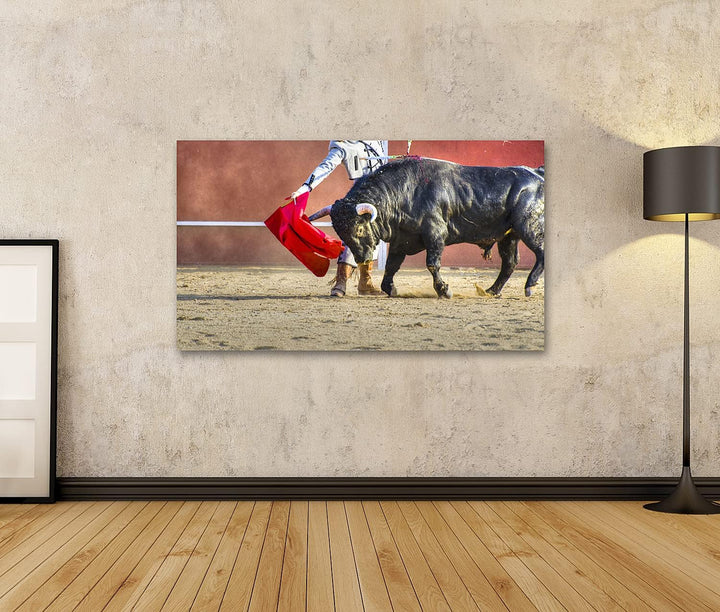 islandburner Bild auf Leinwand Bekämpfung Der Stier Bild Aus Spanien Black Stier Wandbild Poster Kun