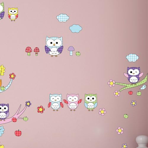 Wandkings Eulen und Vögelchen Wandsticker Megapack Set, 104 Aufkleber, Gesamtfläche 260 x 70 cm