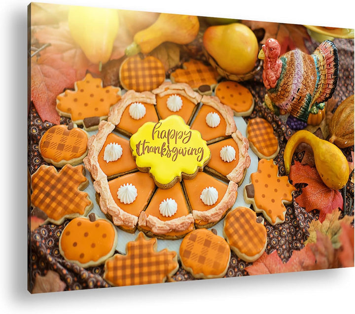 deyoli Erntedankfest Kürbis Kekse Format: 80x60 als Leinwandbild, Motiv fertig gerahmt auf Echtholzr
