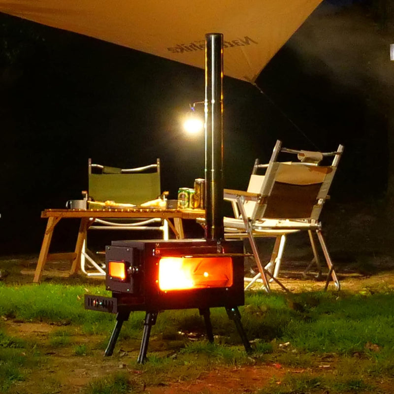 Topteng Holzofen, Outdoor Portable Zelt Camping Holzofen mit Rohr für Zelt kochen, energiesparend