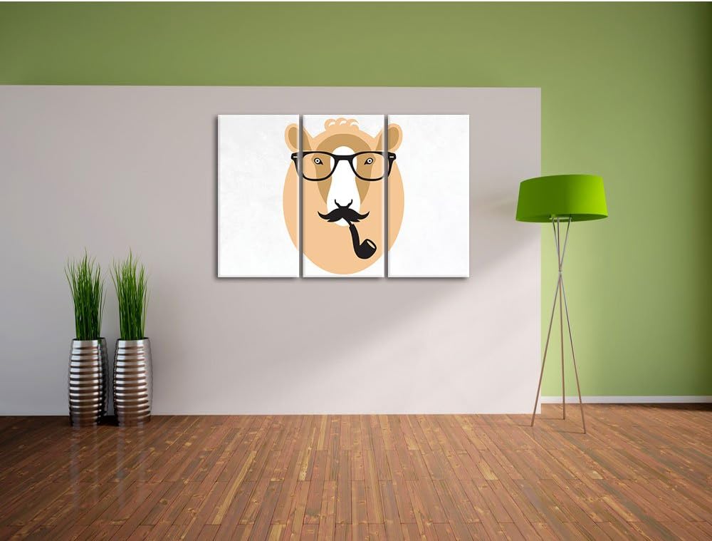 Pixxprint Hipster Schaf als Leinwandbild/Grösse: 3 Teilig (120x80) cm/Wandbild/Kunstdruck/fertig bes