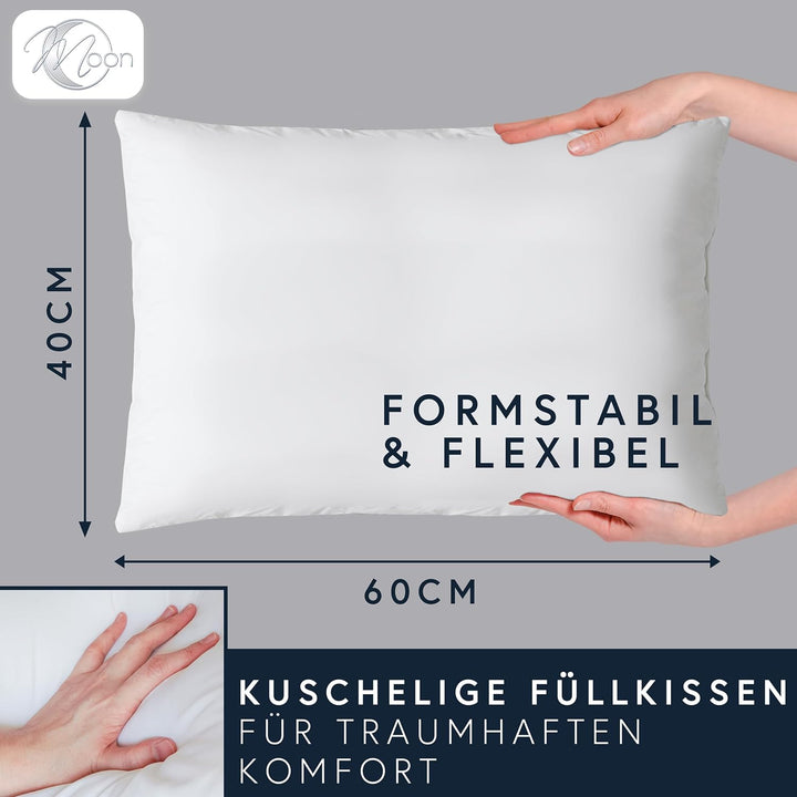 Moon Luxury Perkal 4er Pack Füllkissen 40x60 cm Innenkissen Sofakissen 100% Baumwolle fest gefüllt 4