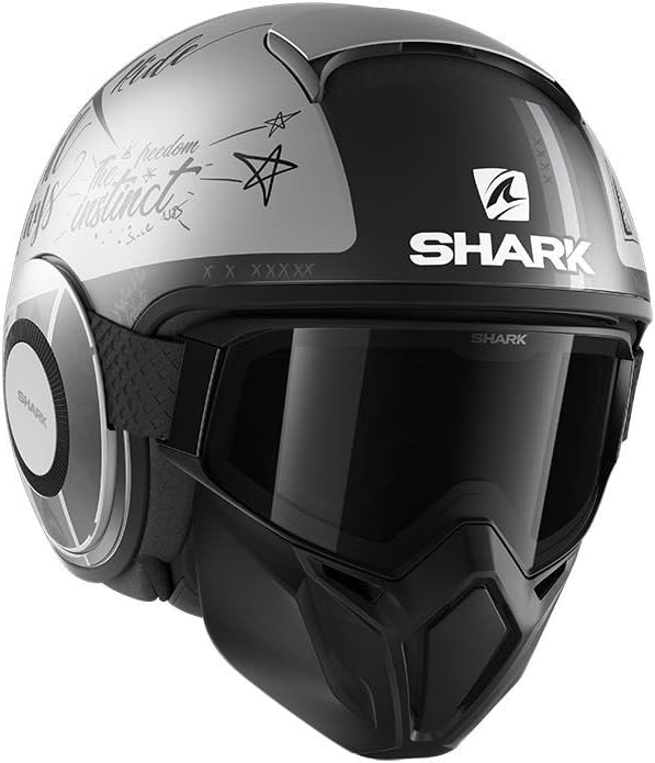 Shark Motorradhelm STREET DRAK TRIBUTE RM Mat SAA, Schwarz/Grau, M