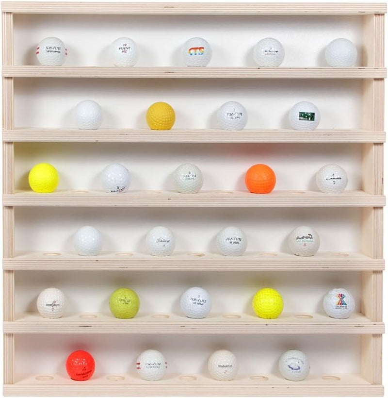 Alsino Golfball Vitrine für 54 Golfbälle Holzregal Naturholz 52 cm x 52 cm x 6 cm Golf-01 Geschenkid