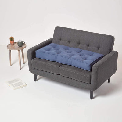 Homescapes Langes Sitzkissen dunkelblau 100x48 cm, Dicke Sofa-Auflage gepolstert, Sitzauflage Sofa m