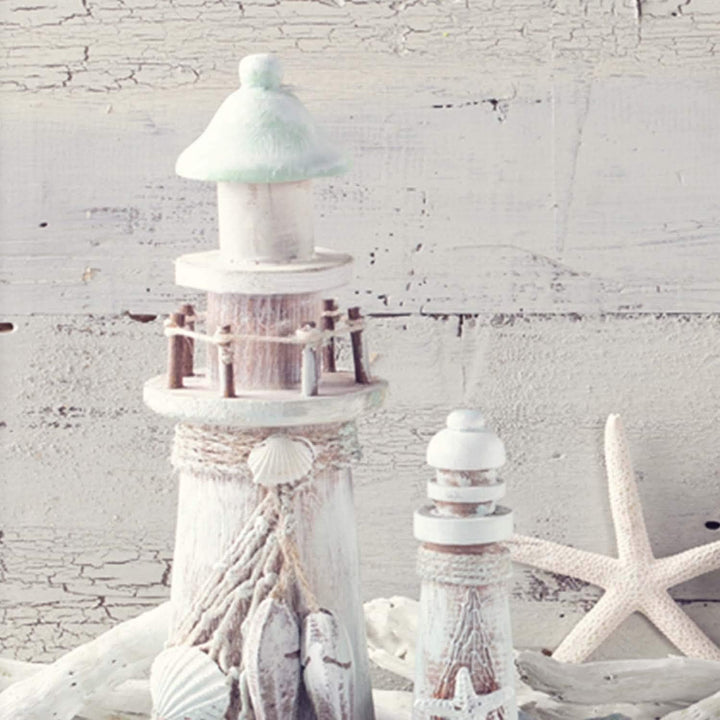 Leinwandbild XXL Schiff Leuchtturm 120x80 cm Wandbild Kunst shabby chic Rahmen Illusion Beige 120x80