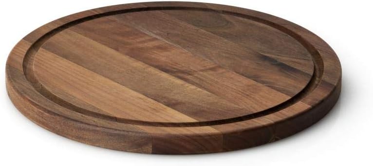 Continenta Steakteller mit Saftrille, aus Walnuss, Ø 28 x 1,8cm, Jausen-, Brotzeit- & Servierbrett,