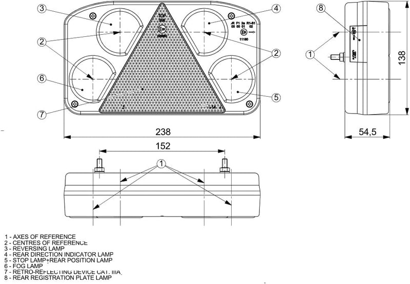 MelTruck® 2x LED Rückleuchte Anhänger Heckleuchte Kennzeichenlicht E9 Dreieckrückstrahler