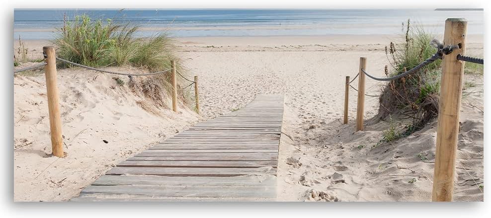 Feeby Vlies Leinwandbild Meer Strand Wasser Wellen Sand 150x50 cm Wanddeko Design Kunstdruck Zimmerd