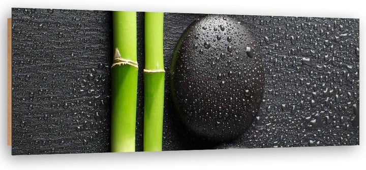 Feeby Wanddeko Stein Bild Kunstdruck modern Bambus Grau 118x40 cm Deko Paneel 118x40 cm Grau_b, Deko