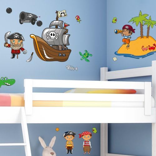 Wandkings Piraten auf Schatzsuche Wandsticker Megapack Set, 83 Aufkleber, Gesamtfläche 260 x 70 cm