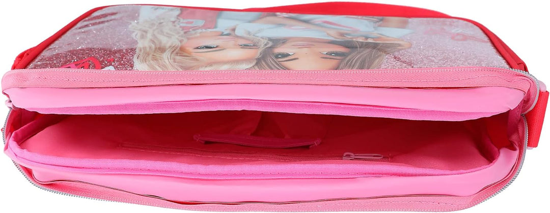 Depesche 12235 TOPModel One Love-Umhängetasche in Rosa und Rot mit Herzen, Tasche mit Reissverschlus