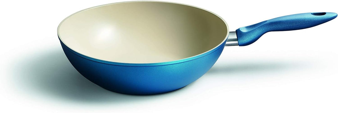 Kelomat, 3429-353, Wokpfanne CERAMIC COLOR, Bratpfanne, Durchmesser 28 cm, blau, beschichteter Edels