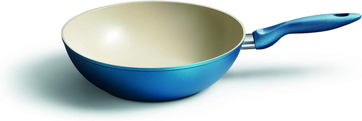 Kelomat, 3429-353, Wokpfanne CERAMIC COLOR, Bratpfanne, Durchmesser 28 cm, blau, beschichteter Edels