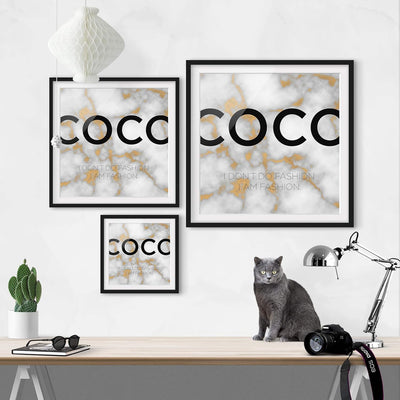 Bild mit Rahmen - Coco - I Don't do Fashion - Rahmenfarbe Schwarz, 50 x 50 cm 50cm x 50cm Schwarz, 5