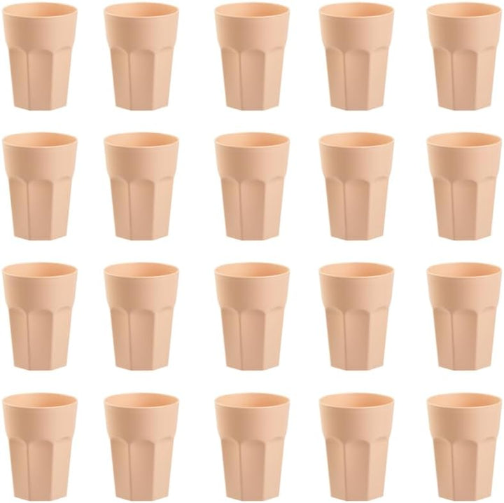 ENGELLAND - 20 x Plastikbecher, Trinkbecher, Apricot, Pastellfarben, 400 ml, Eichstrich, bruchfest,