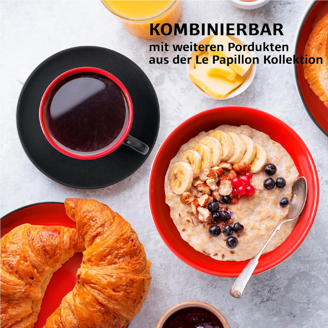 MIAMIO - 6 x 175 ml Tasse Cappuccino Tassen mit Unterteller & Ständer/Cappuccinotassen Set - Le Papi