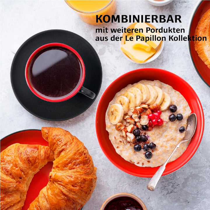 MIAMIO - 6 x 175 ml Tasse Cappuccino Tassen mit Unterteller & Ständer/Cappuccinotassen Set - Le Papi